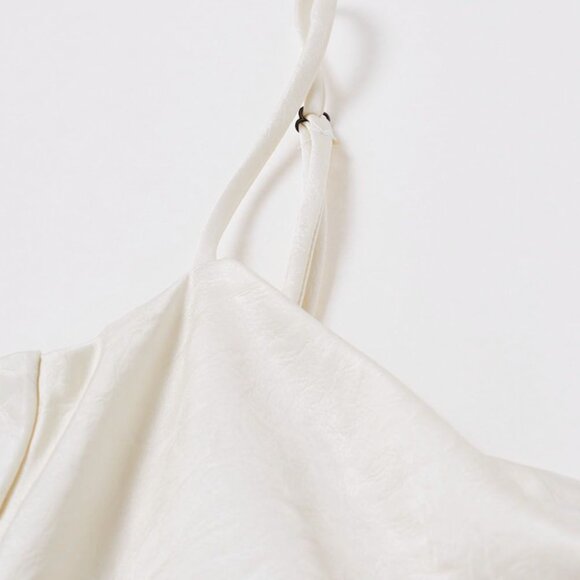 CHICWISH - Texture Jacquard Drape Neck Satin Cami Dress in Ivory - XS - Picture 3 of 6